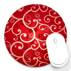 Patterns, Corazones, Texture, Red, Round Mousepad by nateshop