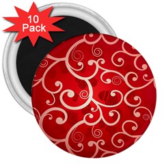 Patterns, Corazones, Texture, Red, 3  Magnets (10 Pack)  by nateshop