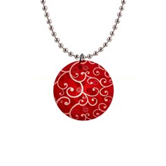 Patterns, Corazones, Texture, Red, 1  Button Necklace by nateshop