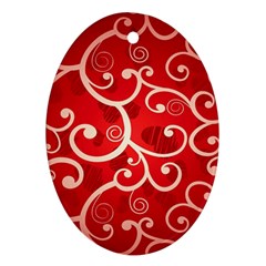 Patterns, Corazones, Texture, Red, Oval Ornament (two Sides) by nateshop