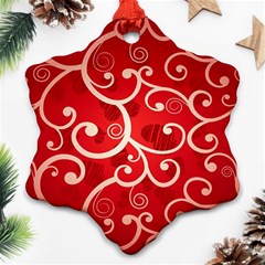 Patterns, Corazones, Texture, Red, Snowflake Ornament (two Sides)