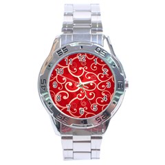 Patterns, Corazones, Texture, Red, Stainless Steel Analogue Watch by nateshop