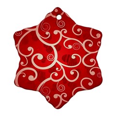 Patterns, Corazones, Texture, Red, Snowflake Ornament (two Sides) by nateshop