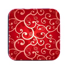 Patterns, Corazones, Texture, Red, Square Metal Box (black) by nateshop