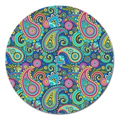 Patterns, Green Background, Texture Magnet 5  (round) by nateshop