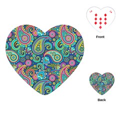 Patterns, Green Background, Texture Playing Cards Single Design (heart)