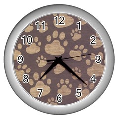 Paws Patterns, Creative, Footprints Patterns Wall Clock (silver) by nateshop