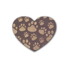 Paws Patterns, Creative, Footprints Patterns Rubber Coaster (heart) by nateshop