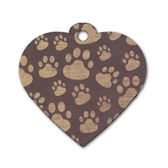 Paws Patterns, Creative, Footprints Patterns Dog Tag Heart (two Sides) by nateshop