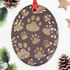 Paws Patterns, Creative, Footprints Patterns Oval Filigree Ornament (two Sides) by nateshop