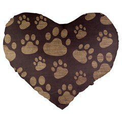 Paws Patterns, Creative, Footprints Patterns Large 19  Premium Flano Heart Shape Cushions by nateshop