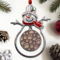 Paws Patterns, Creative, Footprints Patterns Metal Snowman Ornament by nateshop