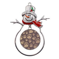 Paws Patterns, Creative, Footprints Patterns Metal Snowman Ornament by nateshop