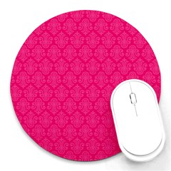 Pink Pattern, Abstract, Background, Bright, Desenho Round Mousepad by nateshop