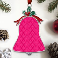 Pink Pattern, Abstract, Background, Bright, Desenho Metal Holly Leaf Bell Ornament