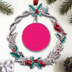 Pink Pattern, Abstract, Background, Bright, Desenho Metal X mas Wreath Holly Leaf Ornament