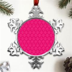 Pink Pattern, Abstract, Background, Bright, Desenho Metal Small Snowflake Ornament by nateshop