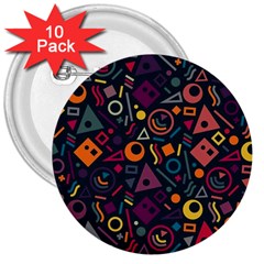 Random, Abstract, Forma, Cube, Triangle, Creative 3  Buttons (10 Pack) 