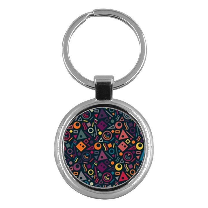 Random, Abstract, Forma, Cube, Triangle, Creative Key Chain (Round)