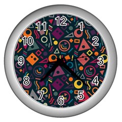 Random, Abstract, Forma, Cube, Triangle, Creative Wall Clock (silver)