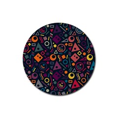 Random, Abstract, Forma, Cube, Triangle, Creative Rubber Round Coaster (4 Pack) by nateshop