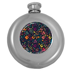 Random, Abstract, Forma, Cube, Triangle, Creative Round Hip Flask (5 Oz)