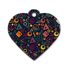 Random, Abstract, Forma, Cube, Triangle, Creative Dog Tag Heart (one Side) by nateshop