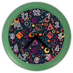 Random, Abstract, Forma, Cube, Triangle, Creative Color Wall Clock by nateshop