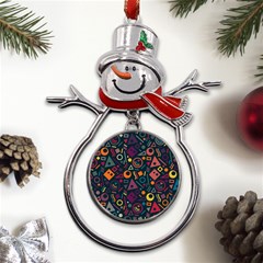 Random, Abstract, Forma, Cube, Triangle, Creative Metal Snowman Ornament