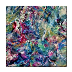 Abstract Confluence Tile Coaster by kaleidomarblingart