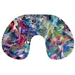 Abstract Confluence Travel Neck Pillow by kaleidomarblingart