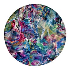 Abstract Confluence Round Glass Fridge Magnet (4 Pack) by kaleidomarblingart