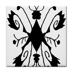 Black Silhouette Artistic Hand Draw Symbol Wb Tile Coaster by dflcprintsclothing