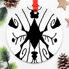 Black Silhouette Artistic Hand Draw Symbol Wb Round Ornament (two Sides)