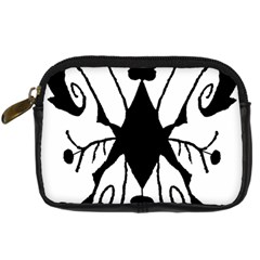 Black Silhouette Artistic Hand Draw Symbol Wb Digital Camera Leather Case by dflcprintsclothing