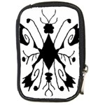 Black Silhouette Artistic Hand Draw Symbol Wb Compact Camera Leather Case Front