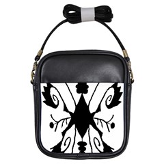 Black Silhouette Artistic Hand Draw Symbol Wb Girls Sling Bag