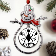 Black Silhouette Artistic Hand Draw Symbol Wb Metal Snowman Ornament by dflcprintsclothing