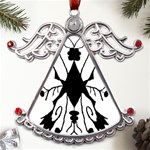 Black Silhouette Artistic Hand Draw Symbol Wb Metal Angel with Crystal Ornament Front