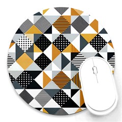 Pattern Tile Squares Triangles Seamless Geometry Round Mousepad