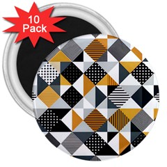 Pattern Tile Squares Triangles Seamless Geometry 3  Magnets (10 Pack) 