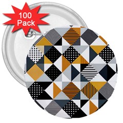 Pattern Tile Squares Triangles Seamless Geometry 3  Buttons (100 Pack) 