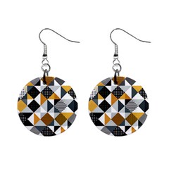 Pattern Tile Squares Triangles Seamless Geometry Mini Button Earrings by Maspions