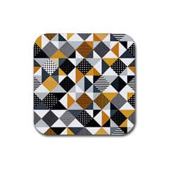 Pattern Tile Squares Triangles Seamless Geometry Rubber Coaster (square) by Maspions