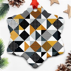 Pattern Tile Squares Triangles Seamless Geometry Snowflake Ornament (two Sides)