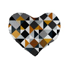 Pattern Tile Squares Triangles Seamless Geometry Standard 16  Premium Heart Shape Cushions