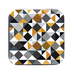 Pattern Tile Squares Triangles Seamless Geometry Square Metal Box (black) by Maspions