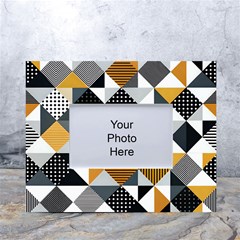 Pattern Tile Squares Triangles Seamless Geometry White Tabletop Photo Frame 4 x6  by Maspions