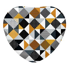 Pattern Tile Squares Triangles Seamless Geometry Heart Glass Fridge Magnet (4 Pack) by Maspions