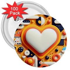 Valentine s Day Design Heart Love Poster Decor Romance Postcard Youth Fun 3  Buttons (100 Pack) 